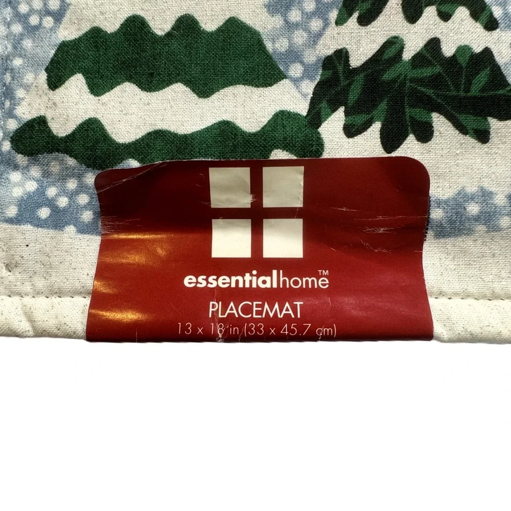 NEW Essential‎ Home Winter Snowman Holiday Placemats Set Of 4 Blue White Cottage